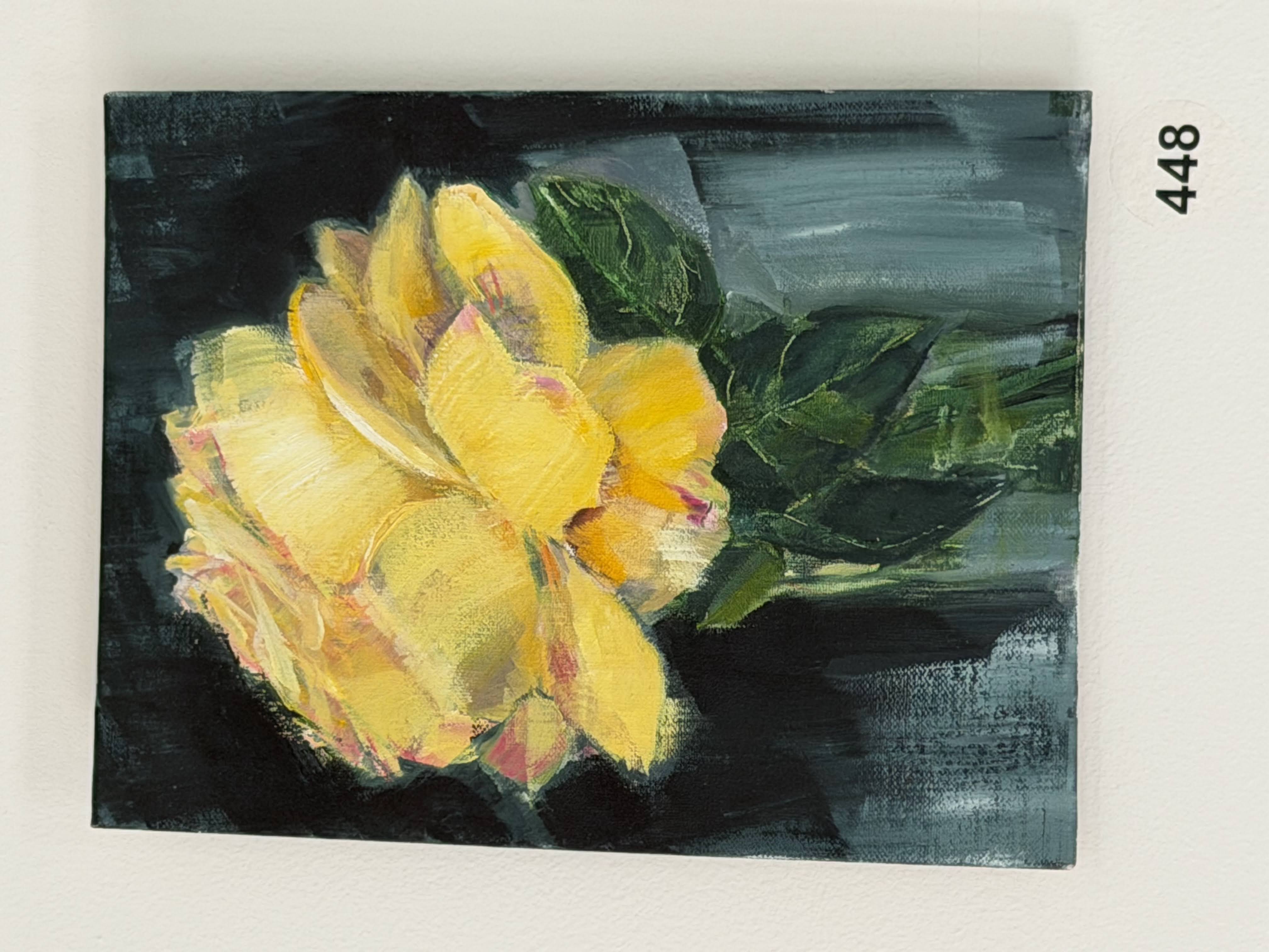 yellow rose green dark background