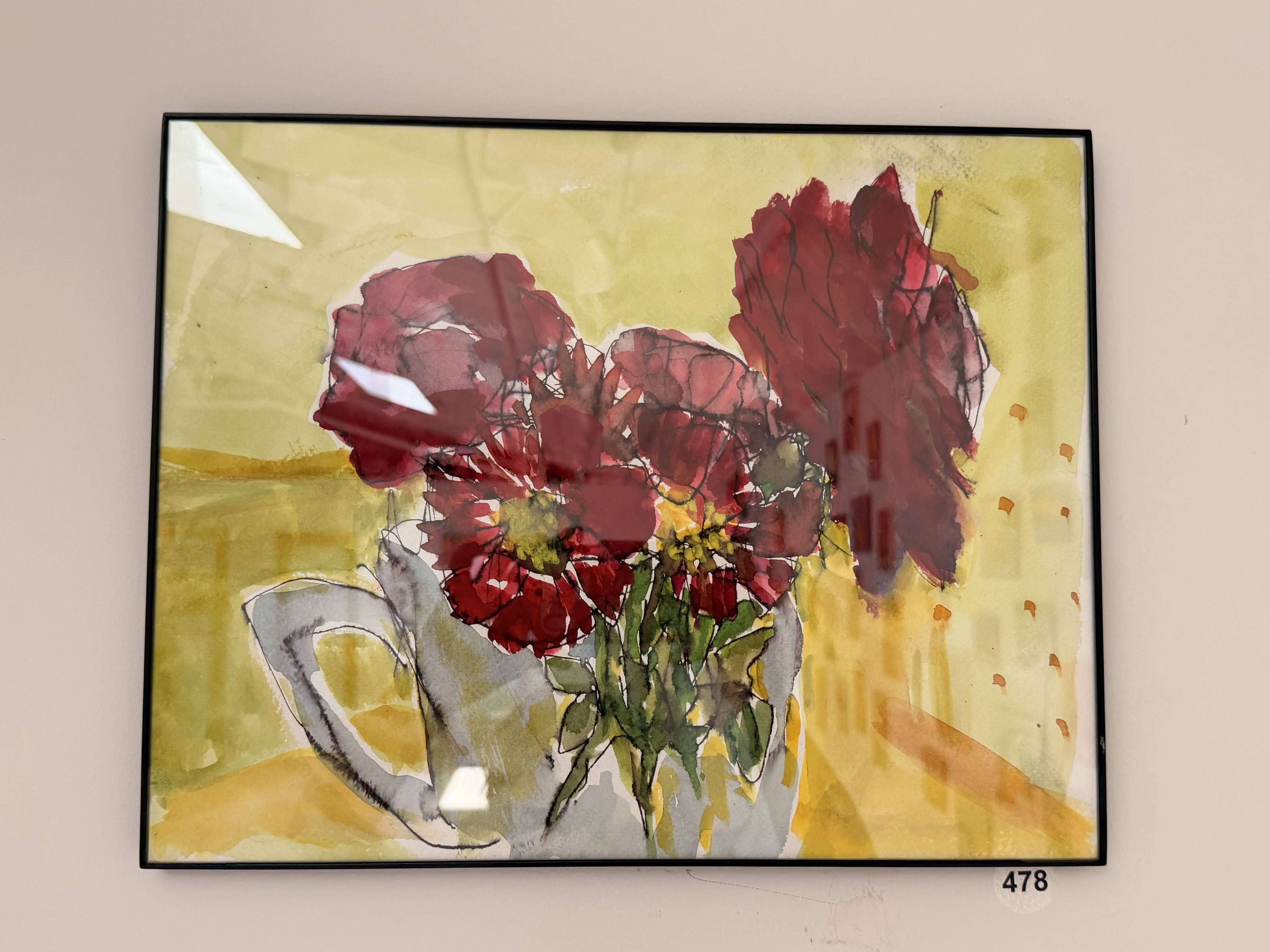 red on lime green watercolor