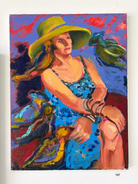 blue dress, four birds