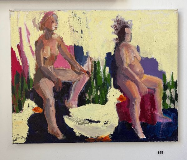 two ladies, two ducks