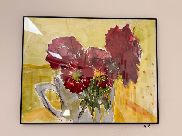 red on lime green watercolor